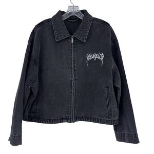 YoungLA x Batman The Dark Knight Rises Denim Jacket Washed Black Mens Zip Up